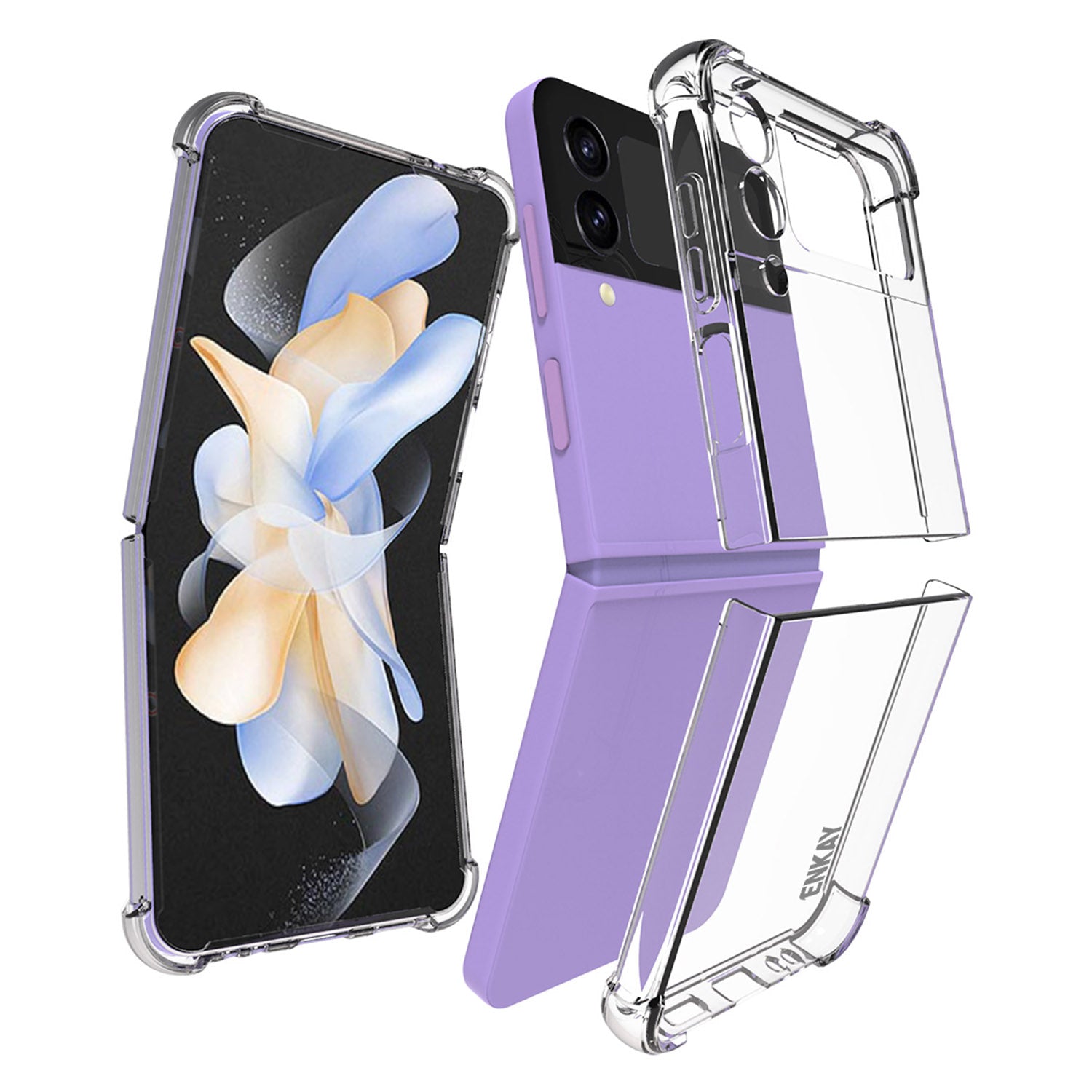 ENKAY HAT PRINCE For Samsung Galaxy Z Flip4 5G Shockproof Phone Case Anti-slip Strip Edge Clear TPU Cover ENKAY HAT PRINCE For Samsung Galaxy Z Flip4 5G Shockproof Phone Case Anti-slip Strip Edge Clear TPU Cover